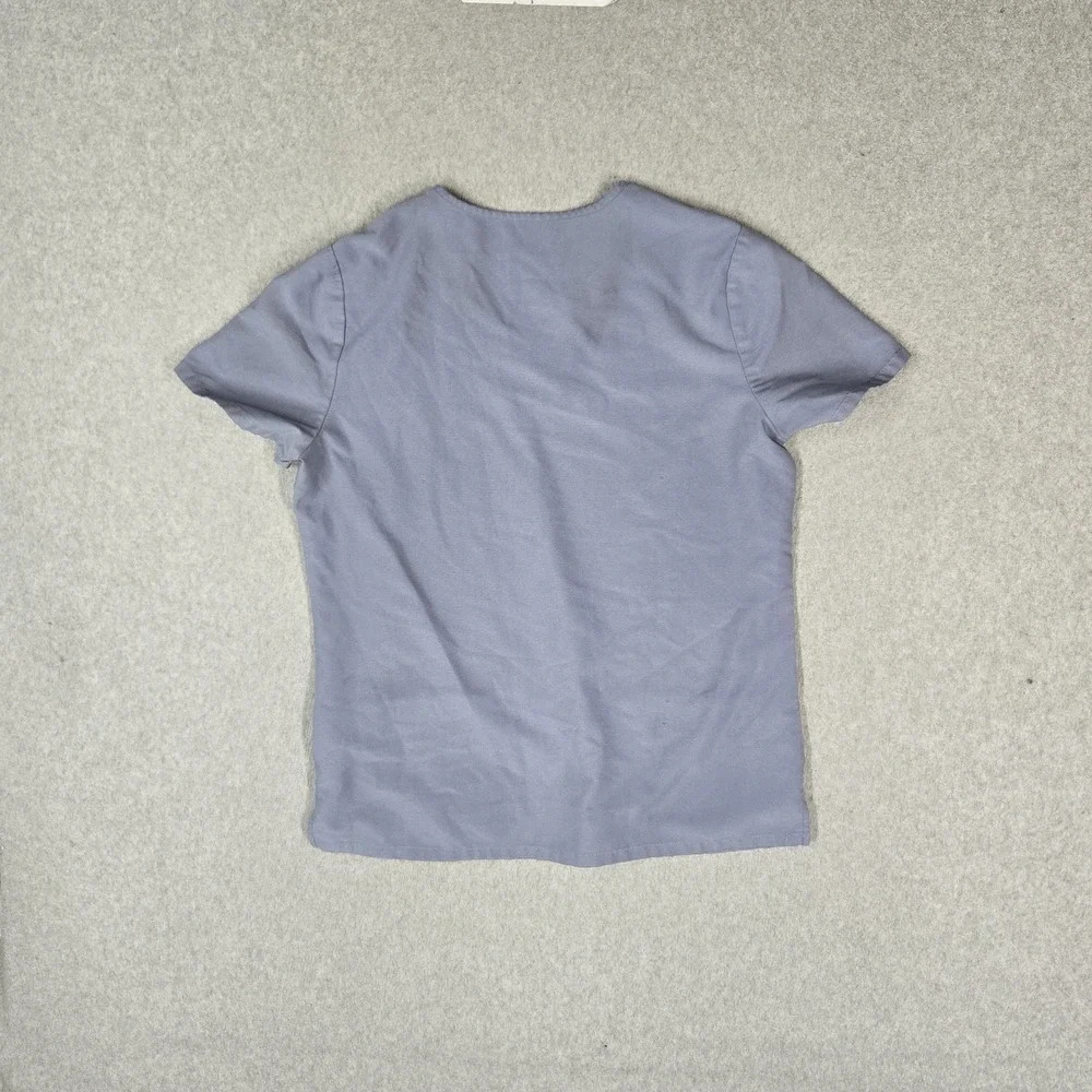 FIGS Women Scrub Top S Blue Casma Short Sleeve V Neck Pockets Classic Fit READ